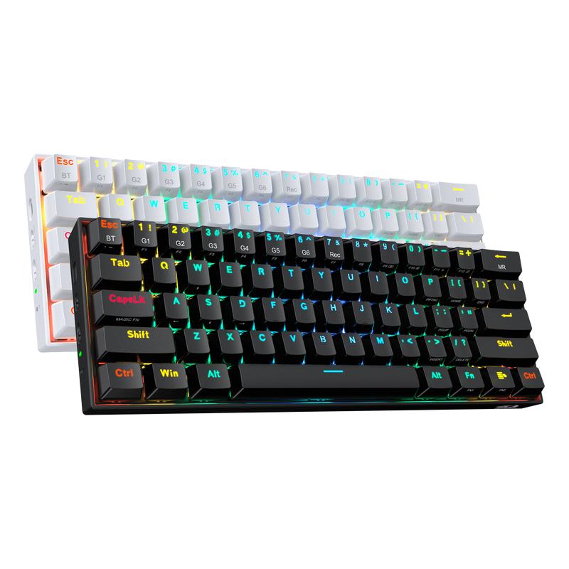 K530 PRO 60% RGB Black & White Wireless Mechanical Keyboard Bundle (Brown Switches)